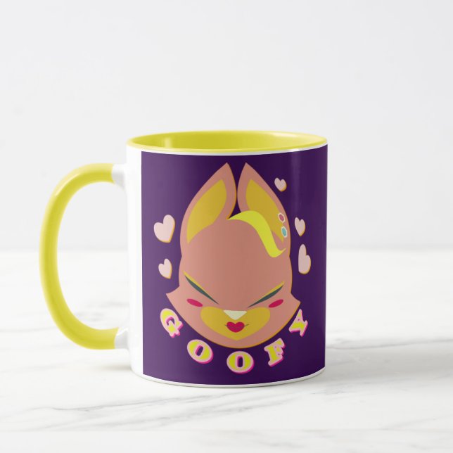 pastel-toned fox-rabbit  mug (Left)