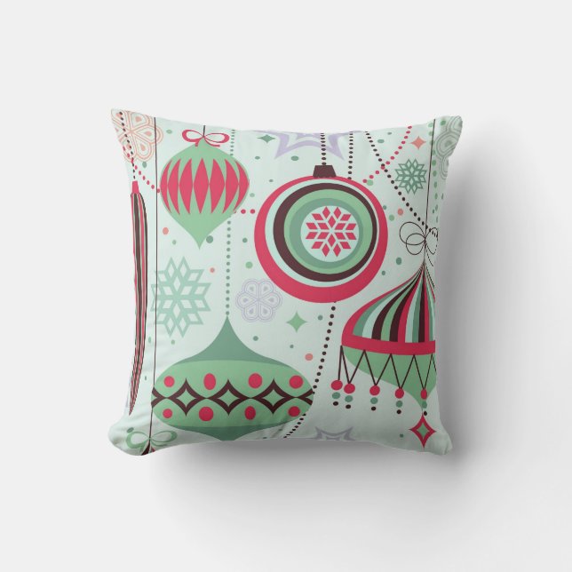 Pastel Tones Art-Deco Christmas Ornaments Cushion (Front)