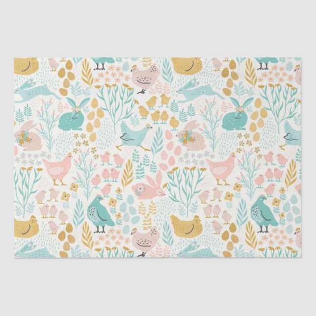Pastel tones Easter symbols pattern Tissue Paper (Front)