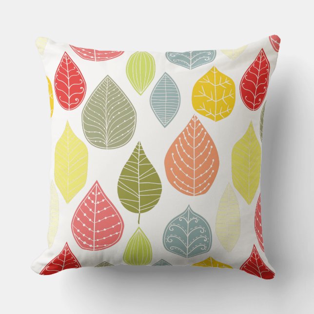 Pastel Tones Fall Leafs Pattern 2 Cushion (Front)