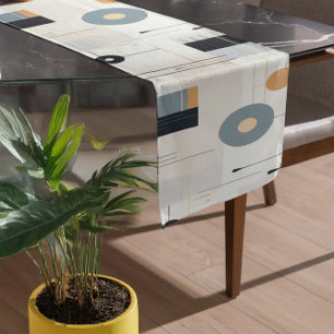 Pastel tones mid-century geometric pattern short table runner