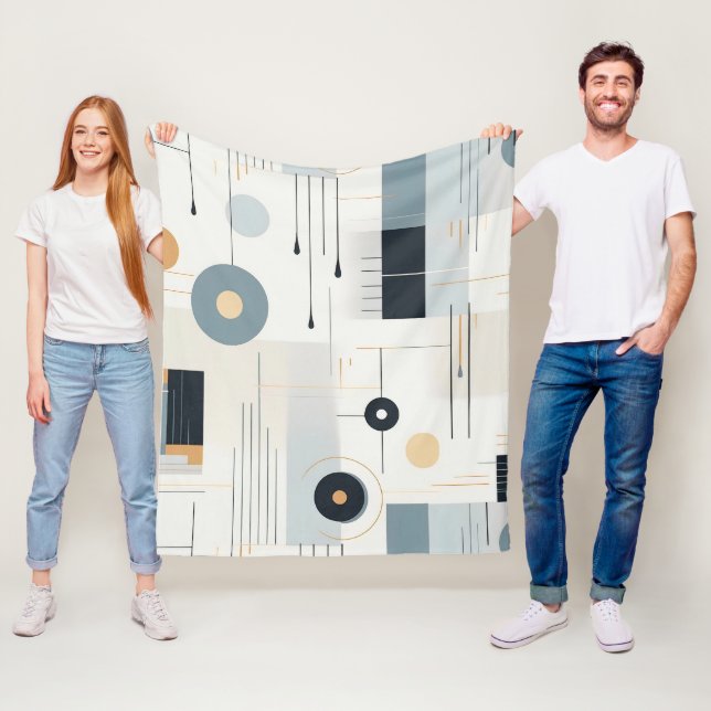 Pastel tones retro geometric pattern fleece blanket (In Situ)