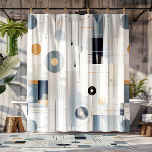 Pastel tones retro geometric pattern shower curtain