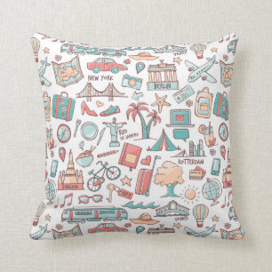 Pastel Tourist Pattern Cushion