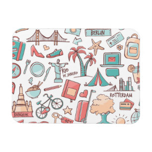 Pastel Tourist Pattern Magnet