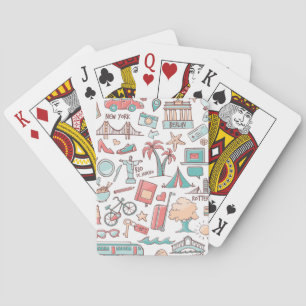 Pastel Tourist Pattern Playing Cards
