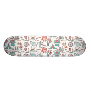 Pastel Tourist Pattern Skateboard