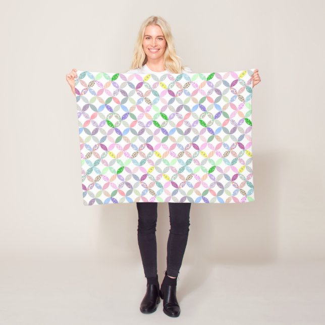 Pastel Traditional Patchwork Quilt Retro Baby Fleece Blanket (In Situ)