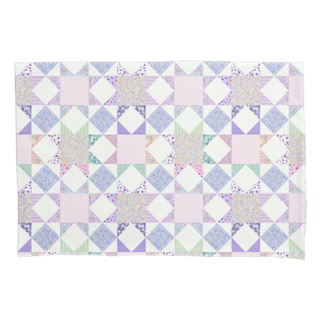Pastel Traditional Star Patchwork Quilt Retro  Pillowcase (Front)