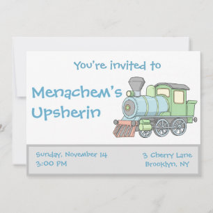 Pastel Train upsherin invitation