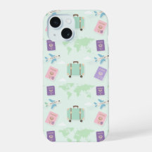 Pastel Travel Accessories Doodle iPhone Case – Cut