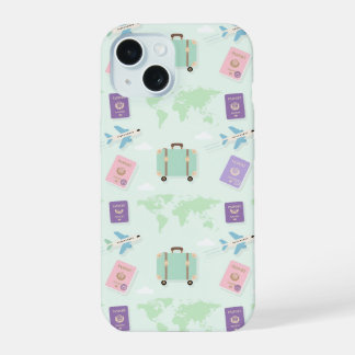 Pastel Travel Accessories Doodle iPhone Case – Cut