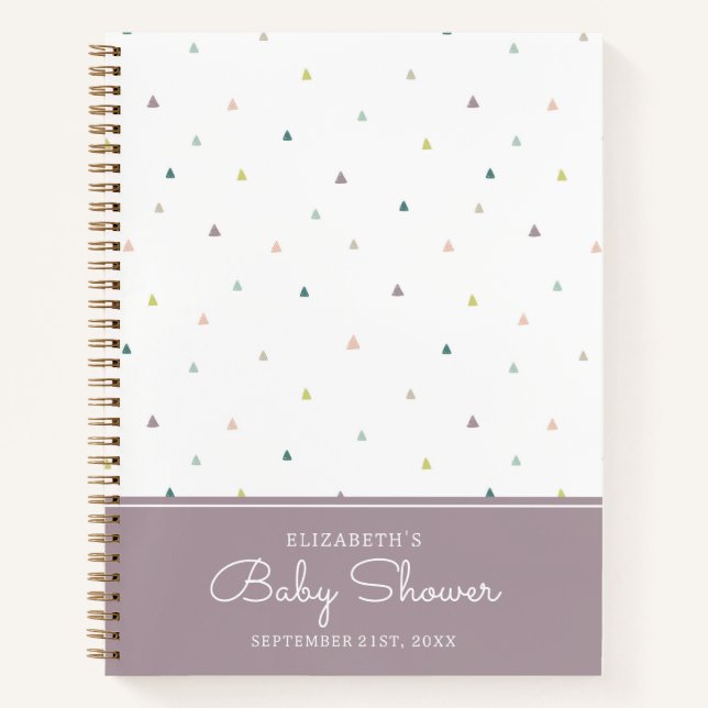 Pastel Triangle Doodle | Baby Shower Guestbook Notebook (Front)