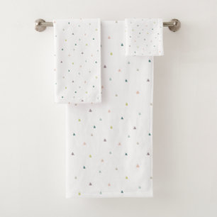 Pastel Triangle Doodle Pattern Bath Towel Set