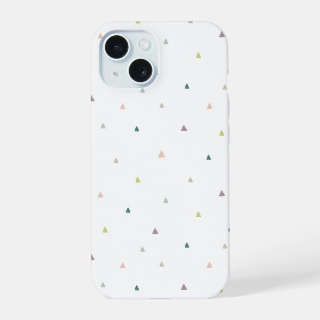 Pastel Triangle Doodle Pattern iPhone 15 Case (Back)