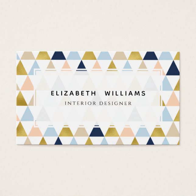 Pastel Triangles Interior Designer Business Cards (Front)