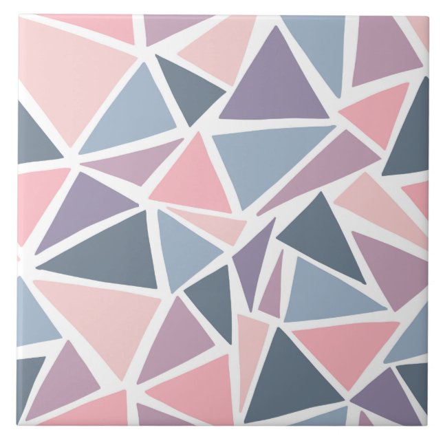 Pastel Triangles Mosaic Pattern Ceramic Tile (Front)