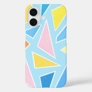 Pastel Triangles on Pale Blue iPhone 16 Case
