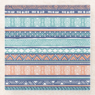Pastel tribal Navajo: seamless pattern. Glass Coaster
