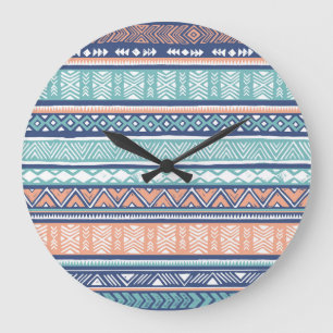 Pastel tribal Navajo: seamless pattern. Large Clock