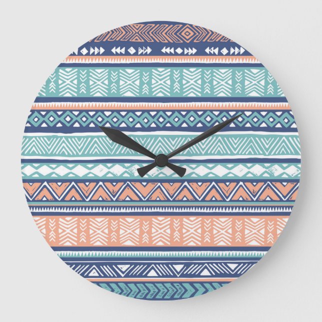 Pastel tribal Navajo: seamless pattern. Large Clock (Front)