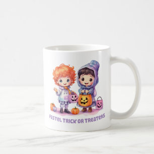 Pastel Trick or Treaters - Cartoon Boy and Girl Coffee Mug