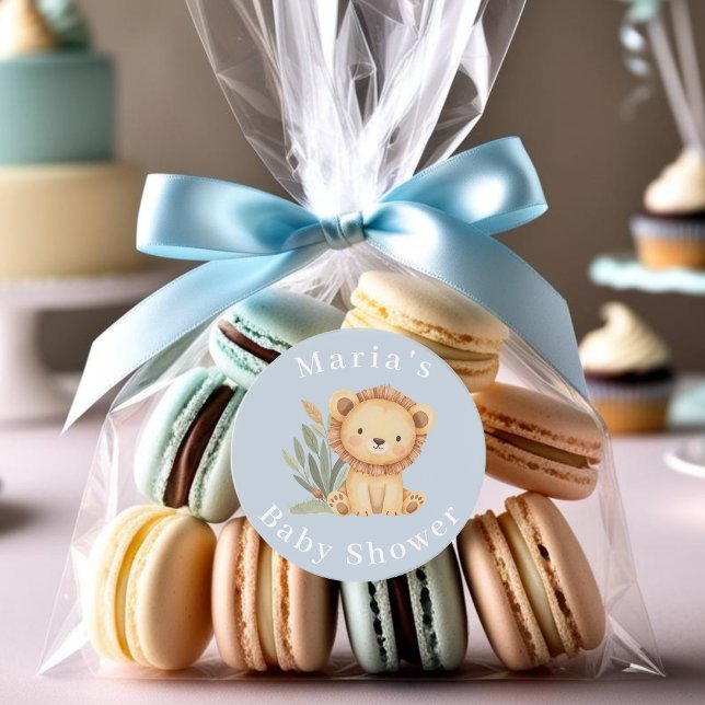 Pastel Tropical baby shower Jungle Safari Animals  Classic Round Sticker (Creator Uploaded)