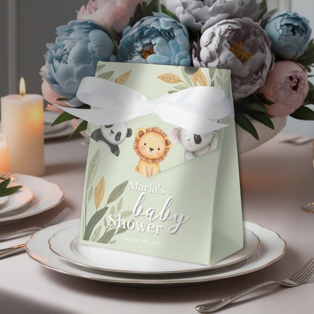 Pastel Tropical Baby Shower Jungle Safari Animals  Favour Box (Creator Uploaded)