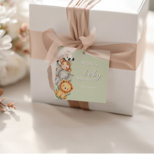 Pastel Tropical Baby Shower Jungle Safari Animals  Favour Tags