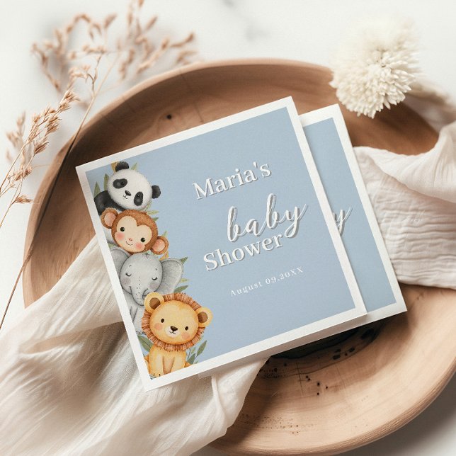 Pastel Tropical Baby Shower Jungle Safari Animals  Napkin (Creator Uploaded)