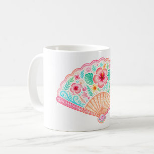 Pastel Tropical Floral Fan Coffee Mug