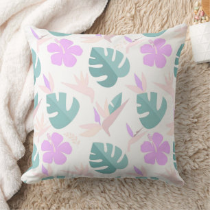 Pastel Tropical Floral Pattern Cushion