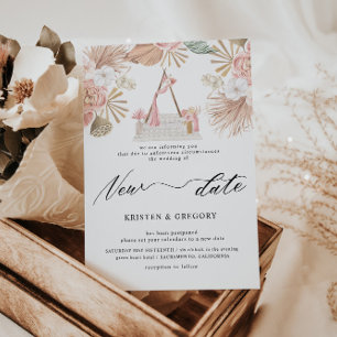 Pastel Tropical Foliage Bohemian New Date Wedding Invitation