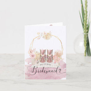 Pastel Tropical Foliage Bridesmaid Folded Card