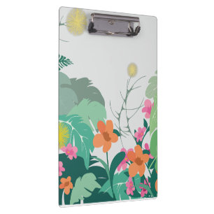 Pastel Tropical Leaves and Flowers Clipboard