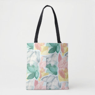 Pastel Tropical Leaves - Overlapping Tote Bag