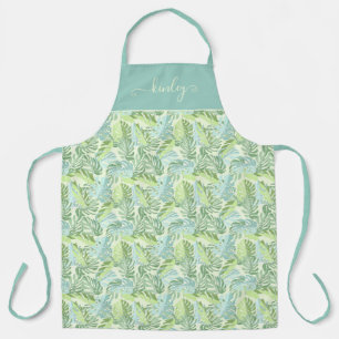 Pastel Tropical Palm Leaves Apron