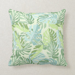 Pastel Tropical Palm Leaves Cushion