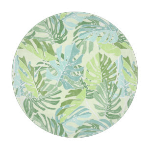 Pastel Tropical Palm Leaves Cutting Board