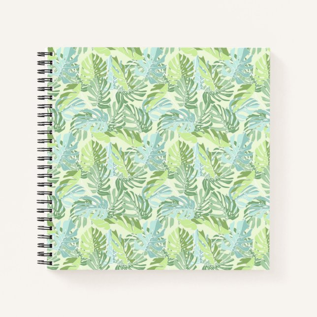 Pastel Tropical Palm Leaves Notebook (Front)