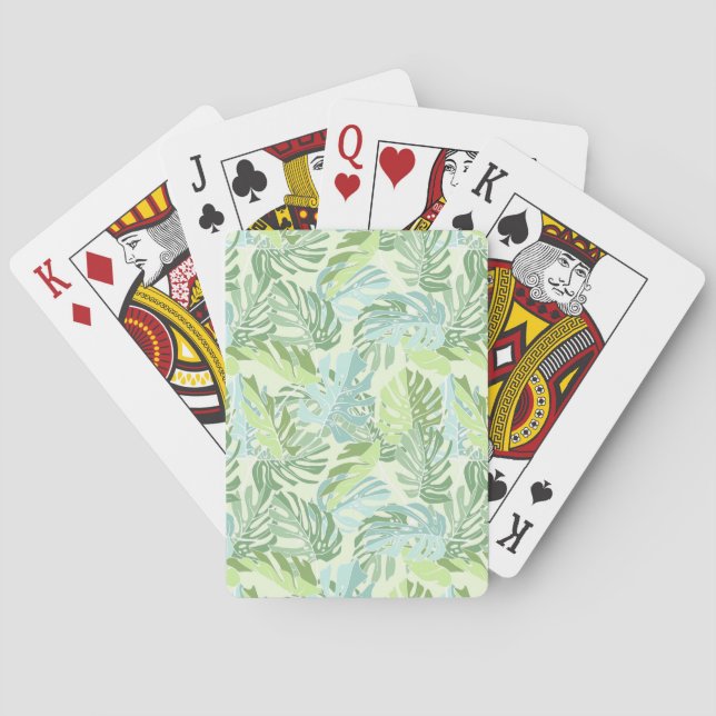 Pastel Tropical Palm Leaves Playing Cards (Back)