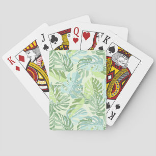 Pastel Tropical Palm Leaves Playing Cards