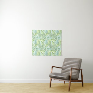Pastel Tropical Palm Leaves Tapestry