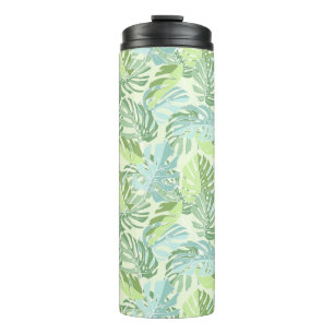 Pastel Tropical Palm Leaves Thermal Tumbler