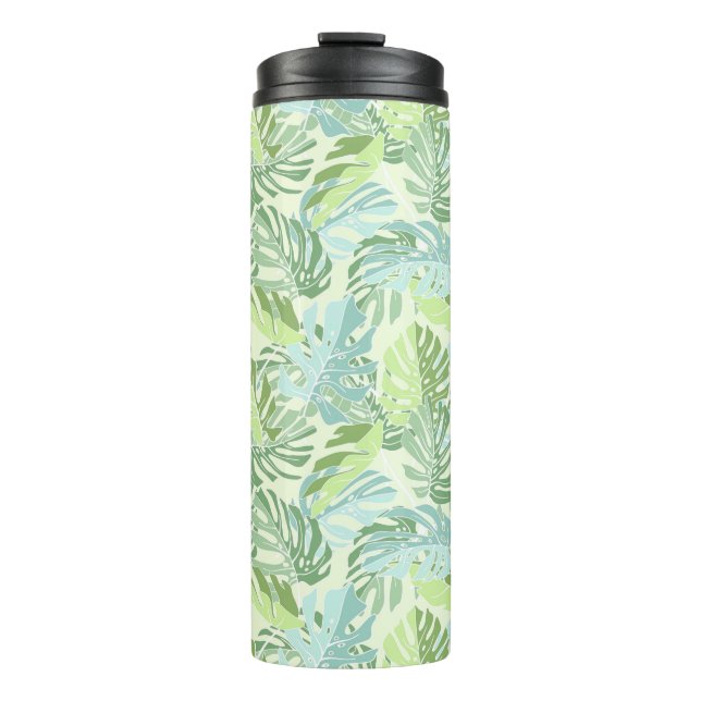Pastel Tropical Palm Leaves Thermal Tumbler (Front)