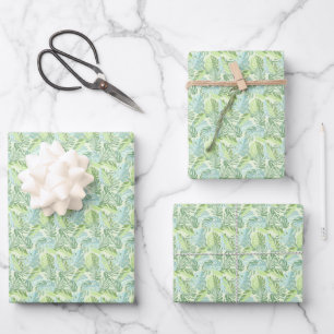Pastel Tropical Palm Leaves Wrapping Paper Sheet