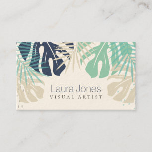 Pastel Tropical Palms Visual Design Artist Business Card
