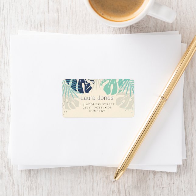 Pastel Tropical Palms Visual Design Artist Label (Insitu)