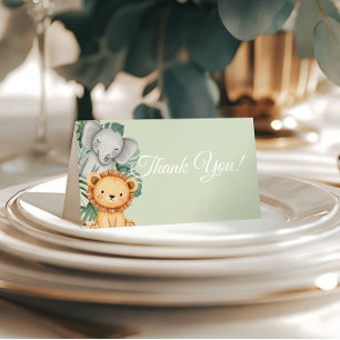 Pastel Tropical Safari Animals thank you card
