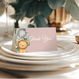 Pastel Tropical Safari Animals thank you card